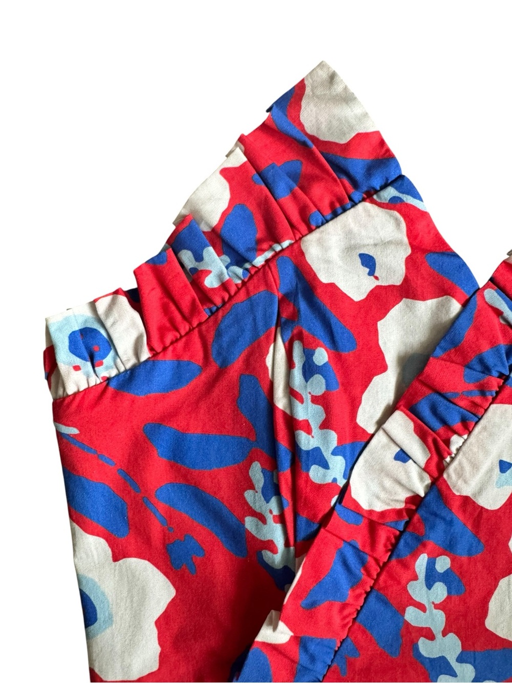 NWT Anthropologie Hutch Red Blue White Floral Strapless Ruffle Top - Picture 3 of 9